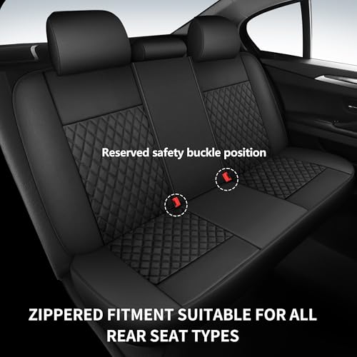 HChengkikz Leather Car Seat Covers, Breathable and Waterproof Seat Cover Full Set, PU Premium Universal Fit Automotive Airbag Compatible for Cars Sedans SUVs Vans and Trucks (Full Seat, Black) - color: N1 Black, size: Full Set