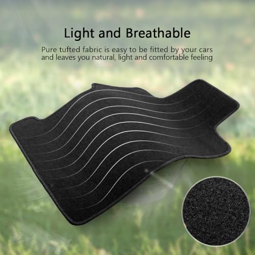 IKON MOTORSPORTS, Nylon Car Floor Mats Compatible with 2014-2023 Jeep Cherokee 4DR, OE Style Black Driver Passenger Car Carpets, Front Rear 4PCS Full Set