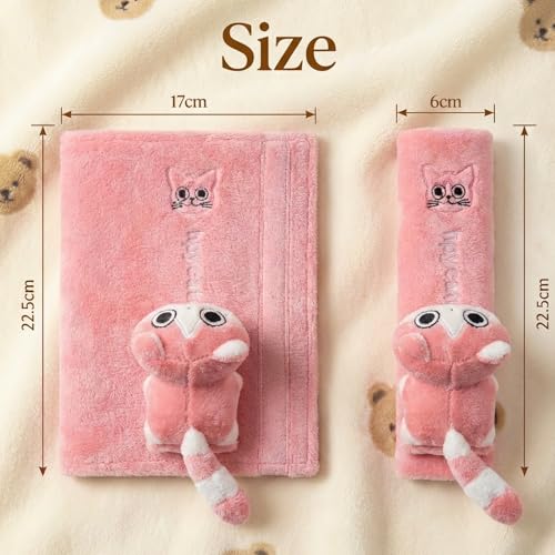 UNICOLD 2-Pack Ultra-Soft Short Plush Seatbelt Cover, Cute Animal Edition – Cloud-Like Shoulder Pad for a Comfy Ride for Adults & Kids (P-Kitten) - style: P-Kitten
