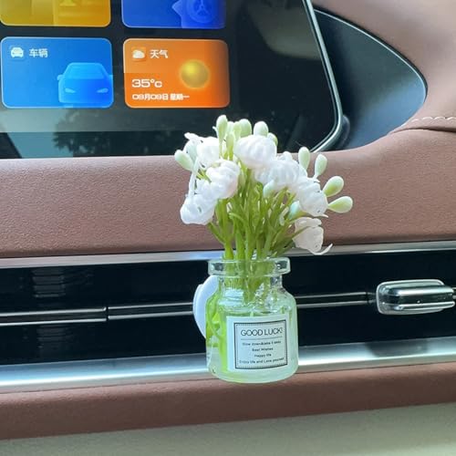 Set of 4 Cute Flower Bouquet Car Air Freshener Vent Clips, Mini Artificial Flowers for Car Air Vent Decoration, Auto Interior Dashboard Ornament Accessories