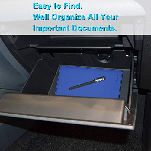 Wisdompro Car Document Holder Organiser, PU Leather Vehicle Insurance and Registration Holders Wallet Case for ID Card, Driving Licence, Key Contact Information Cards - color: Blue