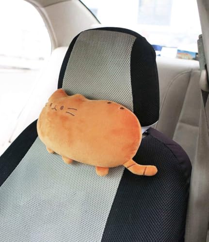 2PCS Cat Car Headrest Pillow Neck Pillow Cushions (Brown) - color: Brown