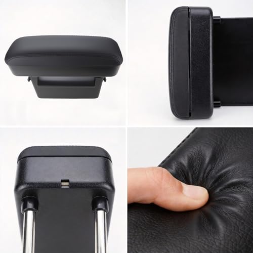 Flecto Car Armrest Storage Box, Adjustable Height Car Seat Gap Filler Organizer and Elbow Rest Support, Compatible with Most Car Models, Console Extension for Driver Fatigue Relief, Black