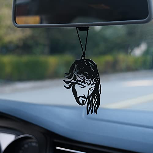 Rear View Mirror Accessories - Car Mirror Hanging Accessories - Car Pendant, Car Charms Ornament - Swinging Ornaments Cars Accessory for Men and Women Hanger - Black (Jesus Cross Siluette) - style: Jesus Cross Siluette