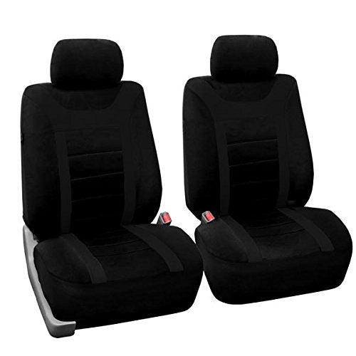 FH Group Car Seat Covers Sports Seat Covers Front Seats Only, Airbag Compatible Black Automotive Seat Cover Combo Small Car Seat Cover Design Universal Fit Interior Accessories Cars Trucks SUVs - color: Black (Front)
