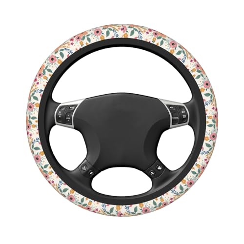 Wild Rose Metallic Flowers Steering Wheel Cover for Women Elastic Rubber Steering Wheel Universal 15 Inch Fit for Cars, Auto, SUVs - color: Wild Rose Metallic Flowers