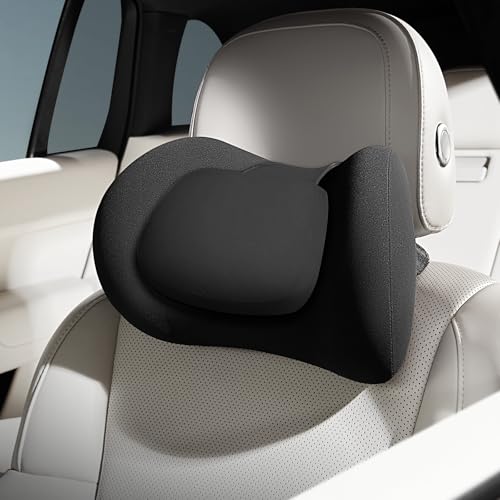 BABUR Car Neck Pillow 100% Memory Foam Ergonomic Pillow Neck Pain Relief While Driving Headrest Neck Support Cushion Universal for Driving Home Office Black - color: Pure Black