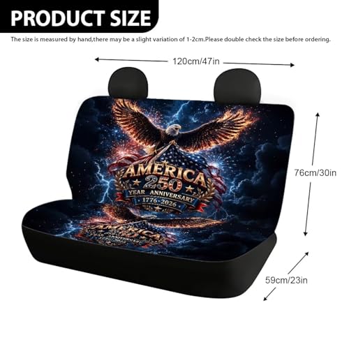 AFPANQZ American Eagle 250th Lightning Print Car Seat Covers 2 Pcs Back Seat Cushion Split Bench Covers, Universal Rear Seat Protector for SUV Trucks Sedan - color: American Eagle 250th Lightning