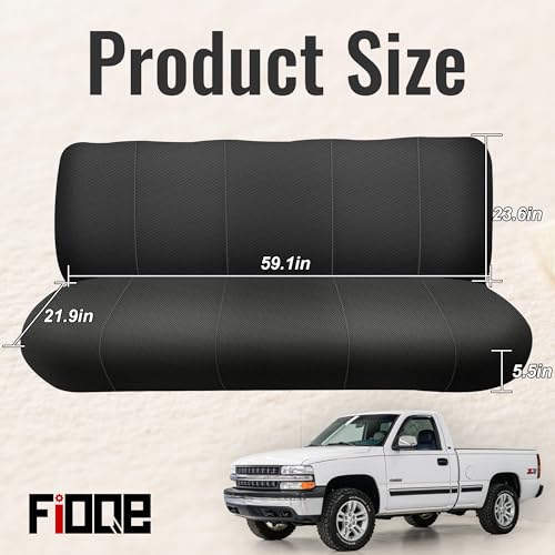 Custom Fit Bench Seat Covers for Chevy 1973-1999 C/K Series Trucks Full Size Classic Trucks, Sandwich Air Mesh Fabric & Soft Foam Lining Without Headrests - Black - size: Heavy-Duty Sandwich Composite Fabric