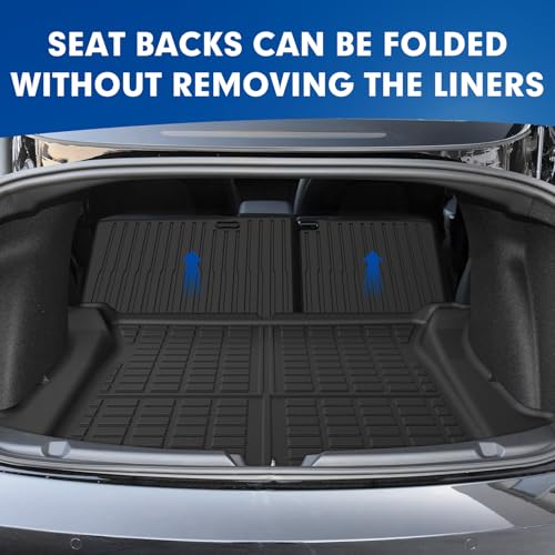Mixsuper Cargo Liner for Tesla Model 3 2017-2023, All Weather Trunk Mat Backrest Mat TPE Back Seat Cover Protector for Model3 Accessories - size: 17-23 |Model3| Cargo & Backrest Mat