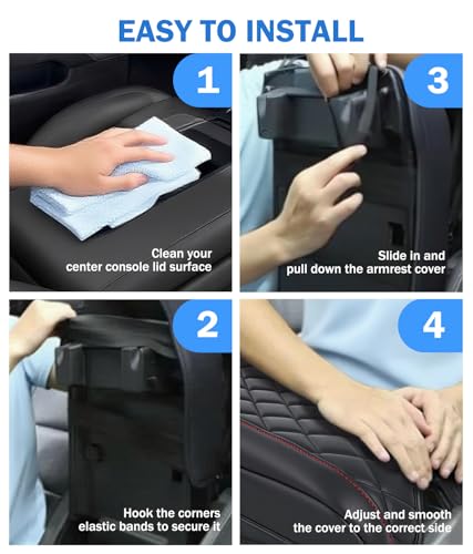 Center Console Cover for 2015-2020 F150, 2017-2022 F250 F350 F450, 2018-2024 Expedition Accessories, Leather Middle Armrest Console Cover Elbow Arm Rest Cushion (Bucket Seat Only)
