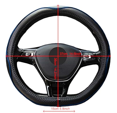 Mayco Bell Flat Bottom Steering Wheel Cover Anti-Slip,Safety,Soft,Breathable,Durable,Full Surround,Comfortable Grip Microfiber Leather (D-Shape, Black Blue) - color: Black Blue, size: D Shape
