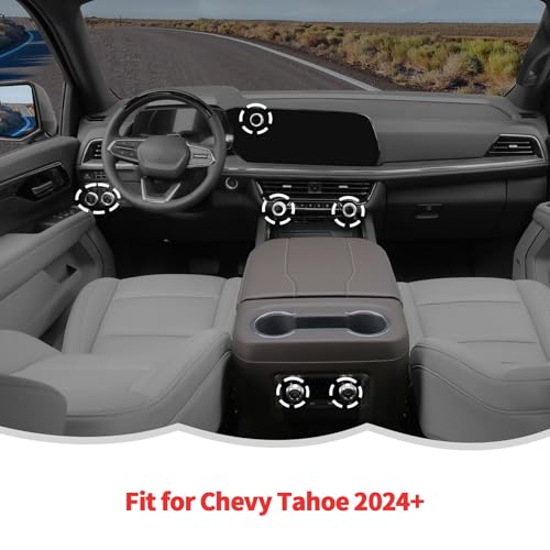 RT-TCZ Center Console Switch Knob Button Cover AC Radio Switch Knob Cover Trim Interior Accessories for Chevrolet Chevy Tahoe 2024 2025,7PCS (Silver) - color: Silver