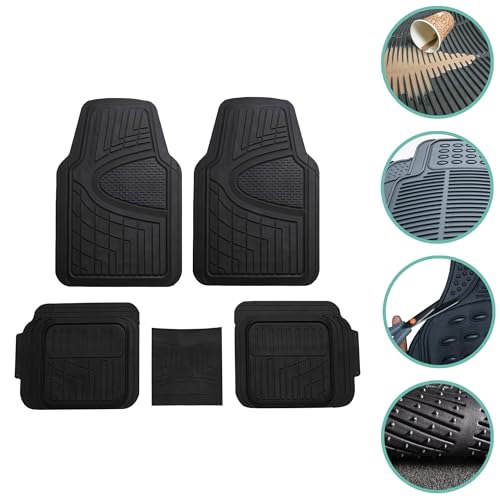 FH Group Automotive Floor Mats Universal Fit Climaproof for All Weather Protection Heavy Duty Rubber fits Most Cars, SUVs, and Trucks, Trim to Fit Black - color: Black