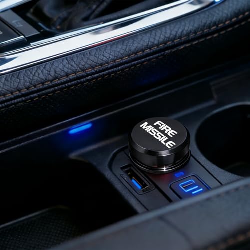 Cigarette Lighter Plug Cover Billet Aluminum Cigarette Lighter Plug, Fits All Vehicles with Standard 12 Volt Power Source Aluminum Dustproof Plug Billet Button Plugs (Black-FIRE Missile) - color: Black-fire Missile