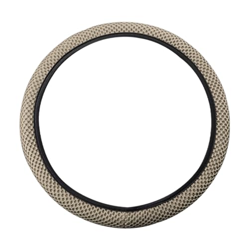Elastic Stretch Steering Wheel Cover, Universal 15 Inch Automotive Steering Wheel Cover, Microfiber Breathable Ice Silk, Anti-Slip, Odorless, Easy Carry,Warm in Winter and Cool in Summer (Beige) - color: Beige
