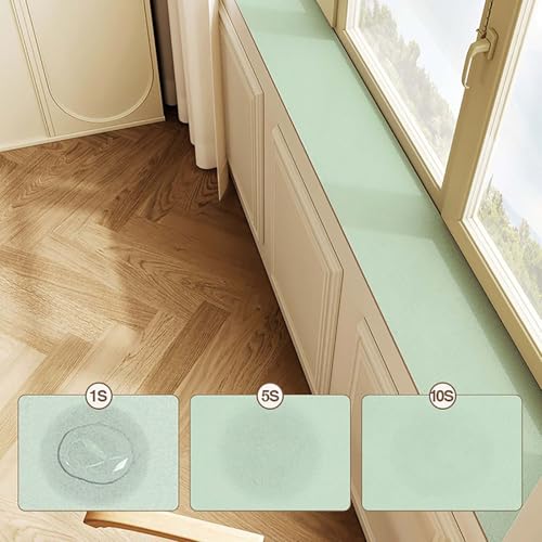 Window Sill Mat, Narrow Adjustable & Waterproof Window Cover, Absorbent Non-Slip Protector Pad, Cut-to-Size Windowsill Mat for Bay Window, Balcony, Kitchen Countertop (D, 39''x4'')