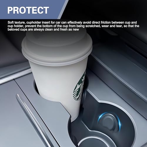 6 PCS Upgrade Car Cup Holder Insert Position Limiter, Anti-shake Silicone Car Water Bottle Stabilizer, Self-adhesive Automotive Cup Holders Pad, for Most Cars (Black)