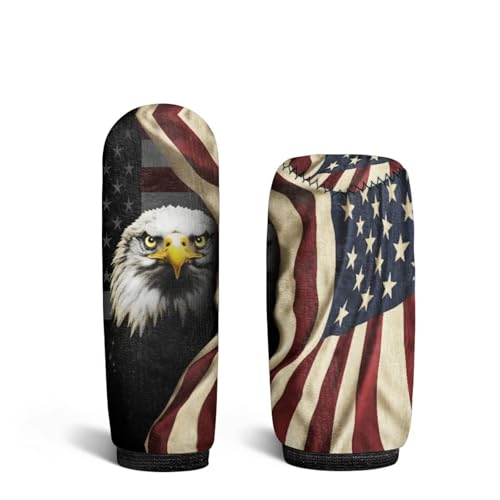 Bulopur Car Shifter Gear Hand Brake Trim Cover Set for Most Cars Van SUV Sedan Truck Auto Accessories - color: American Flag Bald Eagle