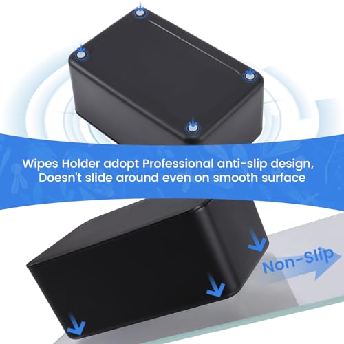 Baby Wipes Dispenser & Wipes Holder - Non-Slip Refillable Baby Wipes Container with Sealing Lid, Keeps Wipes Fresh, Portable Wipes Case for Travel & Home (Black) - color: Black