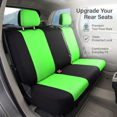 FH Group Pair Set Flat Cloth Car Seat Covers- Universal Fit for Trucks, SUVs, and Vans (Green/Black) FB050102 - color: Green