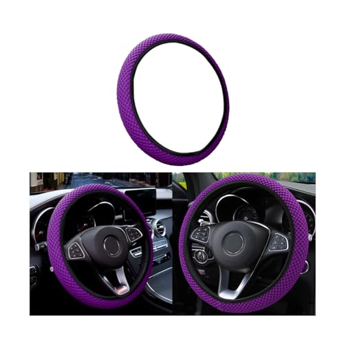 Elastic Stretch Steering Wheel Cover, Universal 15 Inch Automotive Steering Wheel Cover, Microfiber Breathable Ice Silk, Anti-Slip, Odorless, Easy Carry,Warm in Winter and Cool in Summer (Purple) - color: Purple