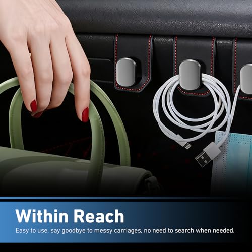 2 PCS Car Co-Pilot Glovebox Hooks, Multifunctional ABS Glove Box Storage Double Hangers, Front Passenger Seat Storage Hooks for Bags, Umbrellas, Purses, Universal for Most Vehicles (Black)