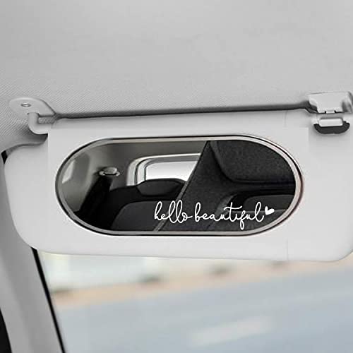 3 x Hello Beautiful Car Mirror Decal, Affirmation Sticker, Rearview Mirror Decal, Tumbler Sticker, Water Bottle Stickers, Vinyl Tumbler Decal, New Car Decor, 4 inches (White, Hello Beautiful)