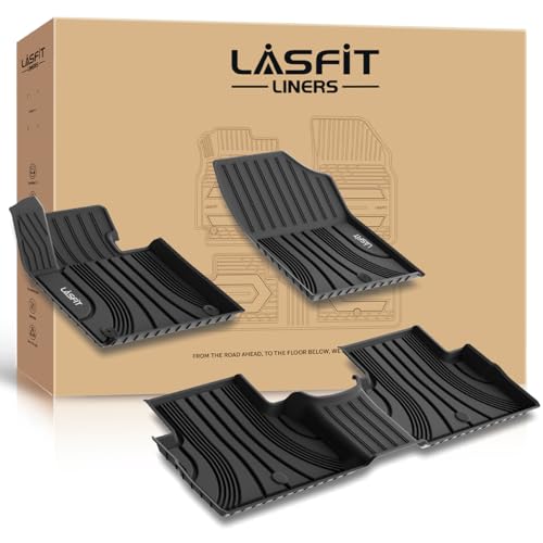 LASFIT Floor Mats for Hyundai Santa Fe 2021 2022 2023 (Only Fit Gas, Not Fit Hybrid or PHEV), All Weather TPE Custom Fit Car Floor Liners 1st & 2nd Row Mats Accessories, Black - size: 2)For Hyundai Santa Fe | 2021-2023 | Gas