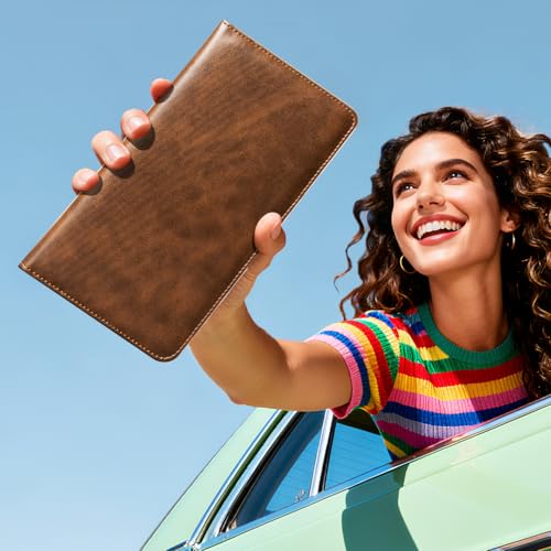 CoBak Car Registration and Insurance Holder - Vehicle Glove Box Car Organizer,Auto Truck Comparment Accessories Case with Magnetic Closure for Driver License,Cards - color: L-Cowhide Brown