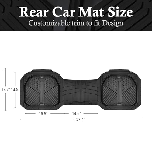 CAR PASS Heavy Duty Rubber Rear Car Mat, Deep-Dish Odorless Car Floor Mats All Weather, Universal Trim-to-Fit for SUVs Trucks Sedans, Waterproof Anti-Slip, Black - color: Rear Only Black