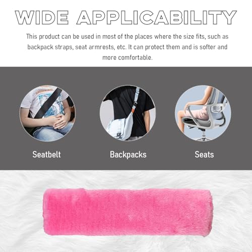2 PCS Seat Belt Shoulder Pads, Soft Fluffy Plush Seat Belt Shoulder Strap Covers, Comfy Warm Seat Belt Strap Cover Shoulder Cushion for Adult Children, Car Accessories (Pink) - color: Pink