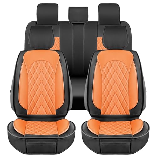 LINGVIDO Car Seat Covers Full Set (5 Seats) - Premium Perforated Nappa Leather, Waterproof Shield, Omni-Adapt Fit SUVs Sedans, Ultimate Family & Pet Protection - color: Black & Brown (A), size: Full Set (5 Seats)