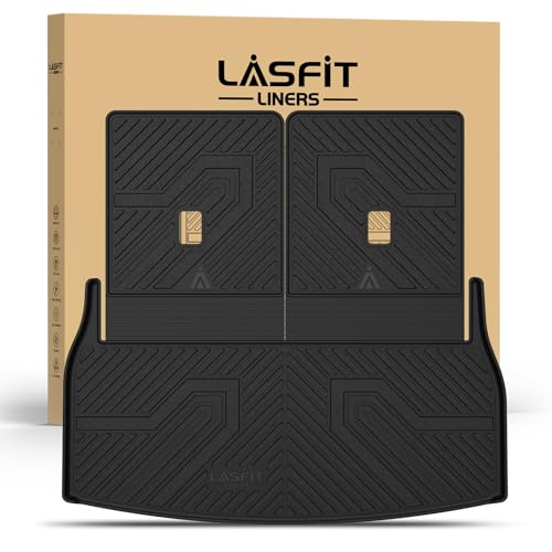 LASFIT Trunk Mat & Backrest Mats for Lincoln Aviator 2026 2025 2024 2023 2022 2021 2020, All Weather TPE Custom Fit Cargo Liner for Aviator Cargo Mat 2020-2026, Black, Easy to Clean - size: 2020-2026|For Lincoln Aviator|Trunk&Backrest Mats