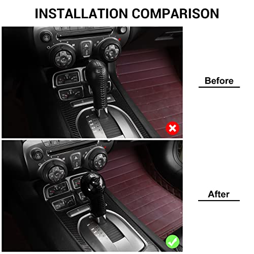 Jimen Compatible with Chevrolet Camaro 2010-2015, Center Console Gear Shift Knob Cover Trim (Black)