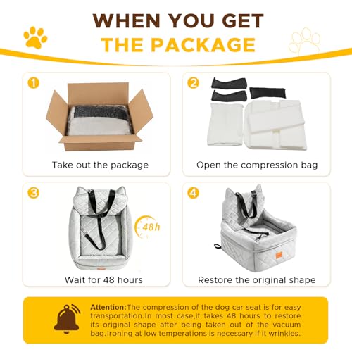 Dog Booster Car Seats for S/M Dogs Up to 35lbs,Pet Car Seat/Travel Bed with Washable&Removable Cover,Storage Pockets,Dog Safety Belt and Elevated Cushion Fits in Front/Back Seat - color: Grey