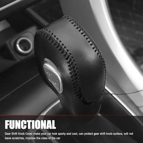 Downhill 1 PC Car Gear Shift Knob Cover, Anti-Slip Leather gear shift knob Protecto, Original Shift Knob Cover Decorative Accessories, Compatible with Ford Mondeo, Explorer, and Focu (Black)