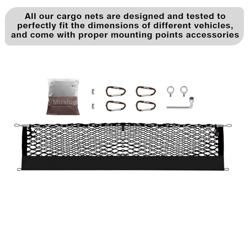 Truck Bed Cargo Net Trunk Netting Compatible with Toyota Tacoma 2005-2022 2023 Accessories, Pickup Cargo Organizer SUV Sedan Storage Net w/Heavy Duty Carabiners - style: 2005-2023 Tacoma