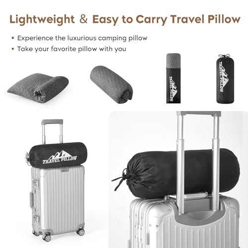 Small Shredded Memory Foam Pillow, Camping Pillow Travel Pillow - Compressible Medium Firm, Breathable Cover, Ideal Backpacking Hiking, Airplane and Car
