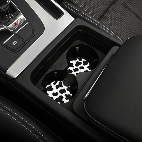 Cow Print Steering Wheel Cover - Cattle Print Steering Wheel Cover Anti-Slip Breathable Universal for with 2 Pieces Car Coasters Suitable for Men Women - color: Cow Print