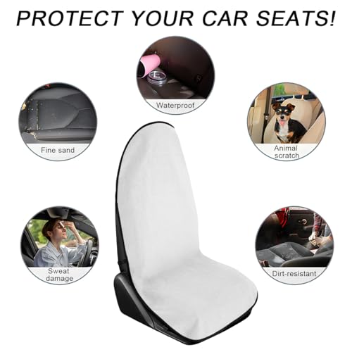 Waterproof Car Towel Seat Cover, Sweating Non-Slip Premium Towel Carseat Cover Protector, Universal Soft Machine Washable Car Truck SUV Front Seat Cover for Gym Workout Beach Hiking (White) - color: White, 1pc, Front