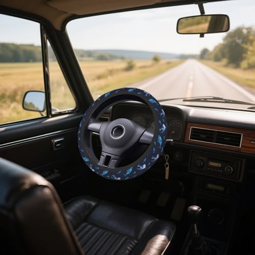 Steering Wheel Cover Accessories Neoprene Cover, Breathable Non-Slip Easy to Install Suitable for Women Men, 14.5-15.5 Inch for Car SUV Van Truck Universal - Blue Shark - color: Blue Shark