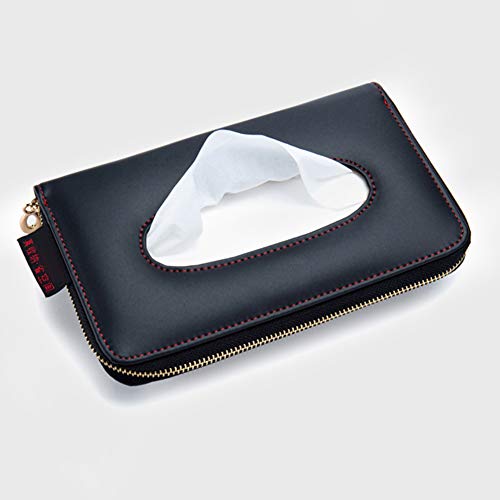 Fredyusu Car Tissue Holder, Car Visor Tissue Holder, Perfect Solid Color Auto Tissue Box, Tissue case Holder for car (Black) - color: Black
