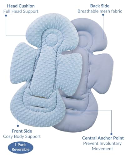 Generic Infant Insert Compatible with Mamaroo Swing & Graco Swing and Infant Car Seat, Newborn Insert Baby Head Body Support, Reversible Design, Breathable Soft Fabric, 1Pcs - Dots, Dark Blue - color: Dots, Dark Blue
