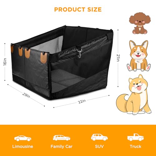 Back Seat Extender for Dogs,Hard Bottom Dog Car Seat Cover for Back Seat Holds 400lbs,Waterproof Anti-Scratch PU Leather Backseat Extender for Dogs,Dog Hammock for Car SUV Truck