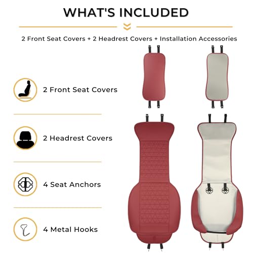 Black Seal 2-Pack Front Car Seat Covers, Faux Leather Seat Bottom Covers with Partial Backrest Protection, Side Wrap Design, Universal Fit for Most Cars, SUVs, Trucks, Vans (Burgundy) - color: 2-Pack-Burgundy