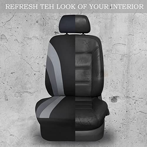 CAR PASS Line Rider Sporty Cloth 11PCS Universal Fit Car Seat Cover -100% Breathable with 5mm Composite Sponge Inside,Airbag Compatible,3zipper Bench(Full Set, Black and Gray) - color: Black and Gray, size: Full Set