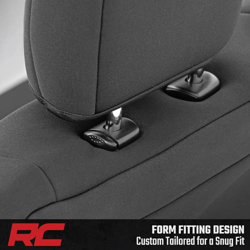 Rough Country Neoprene Seat Covers for Dodge Ram (2019-2024) - UV & Water Resistant, Foam Padded Truck Seat Covers - Full Set, Black, Front & Rear