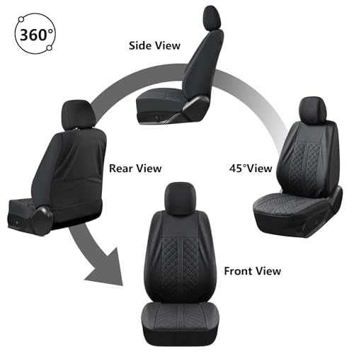 Truckiipa Toyota Tacoma Car Seat Covers Full Set, Leather Waterproof Truck Seat Covers Fit for 4th Gen 2024 2025 2026 Toyota Tacoma Double Crew Cab, Full Set, Black - color: Full Set/Black, size: Tacoma 2024-2026