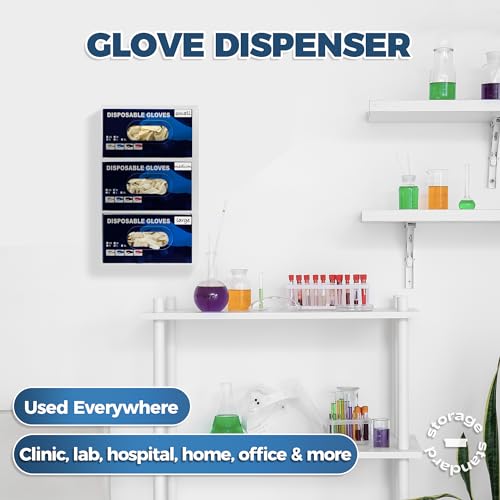 Storage Standard Triple Glove Box Holder Wall Mount Glove Dispenser - Disposable Glove Holder Wall Mount Glove Station for Medical Gloves, Multipurpose Kitchen Gloves Holder - 16.5 x 10 x 3.5 Inches